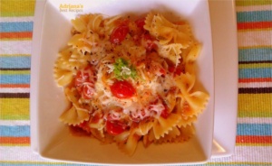 Tomato Farfalle and Basil Flowers Tomato Farfalle and Basil Flowers