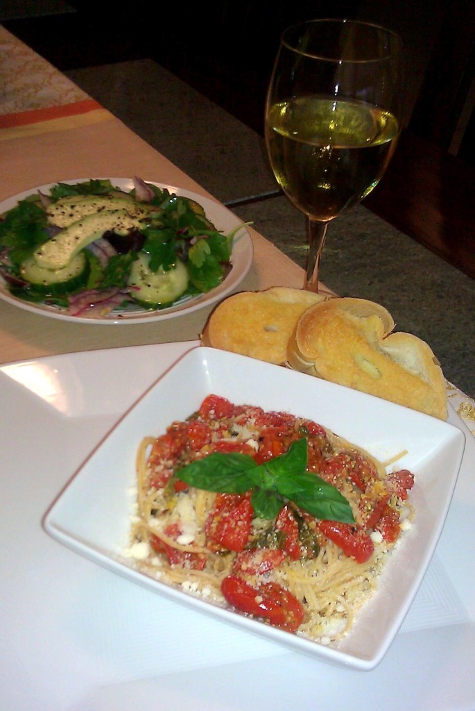 Angel Hair Pasta with Cherry Tomatoes & Wine Sauce