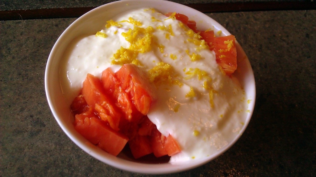 Papaya Fruit Cup with lemon zest