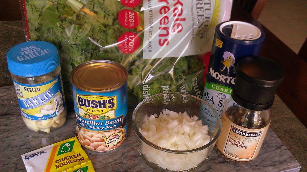 Ingredientes para preparar la col rizada o kale con frijoles