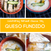 The queso fundido is a classic Mexican appetizer made with real melted cheese cooked inside a clay pot on the grill. Perfect for national cheese day.