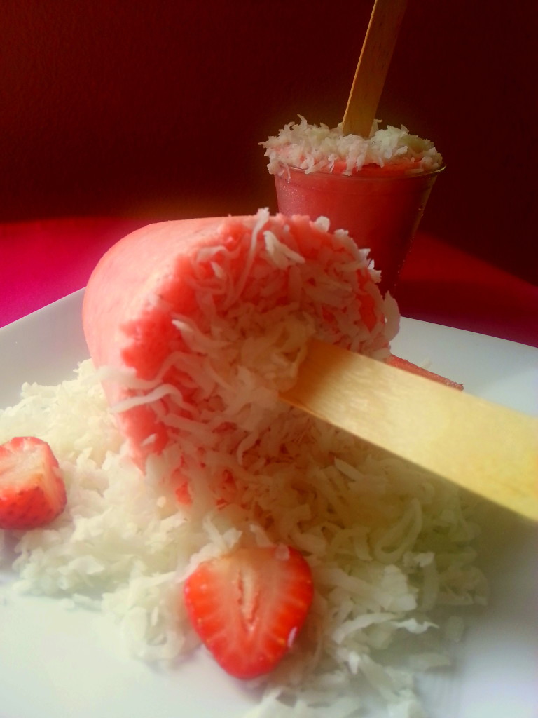 Strawberry Coconut Popsicles