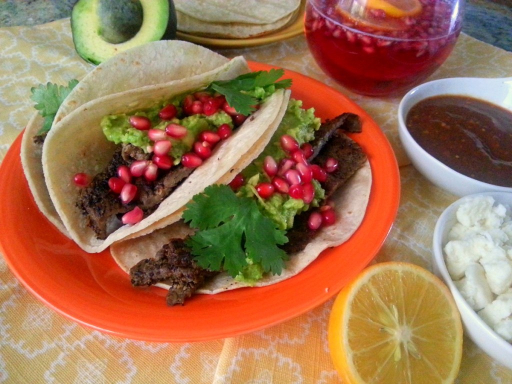 Grilled Beef Tacos and Pomegranate Guacamole #beefcookoff #ABRecipes