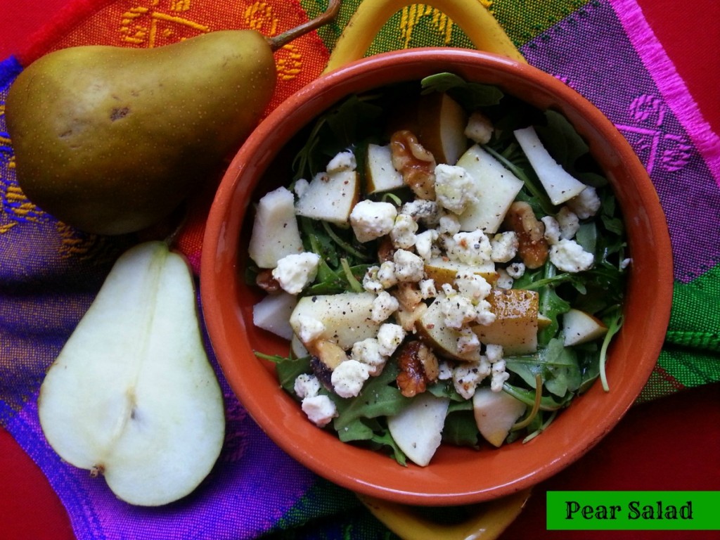Bosc Pear Salad with field greens, gorgonzola dolce and pecans #ABRrecipes 
