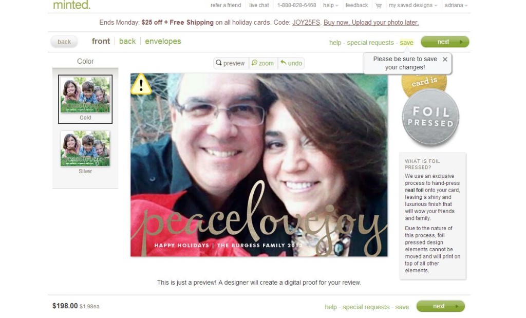 Process of making my holiday photo cards with Minted.com