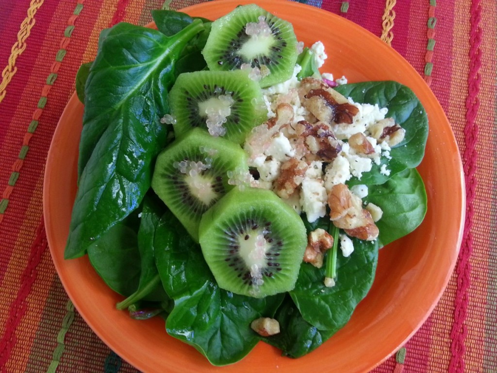 Kiwi spinach with finger limes #ABRecipes Kiwi spinach with finger limes #ABRecipes