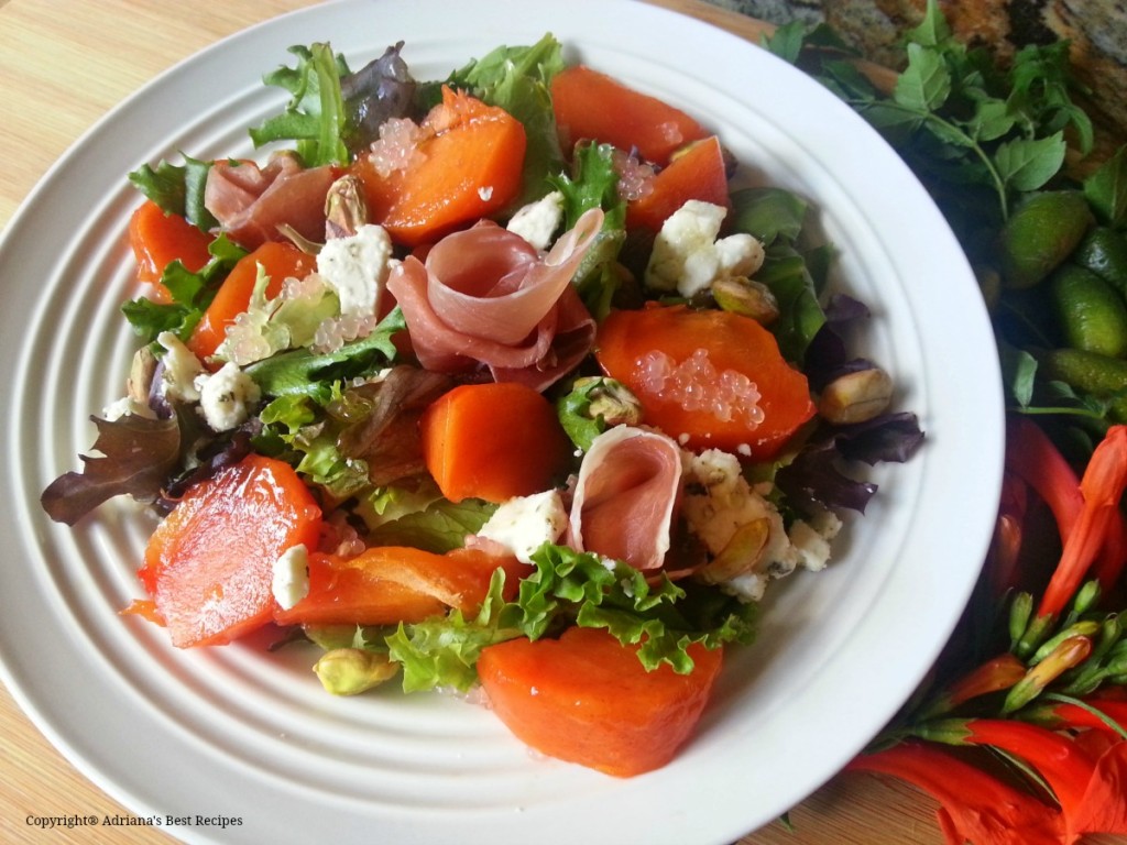 Persimmon Prosciutto Salad gourmet option to enjoy anytime #ABRecipes