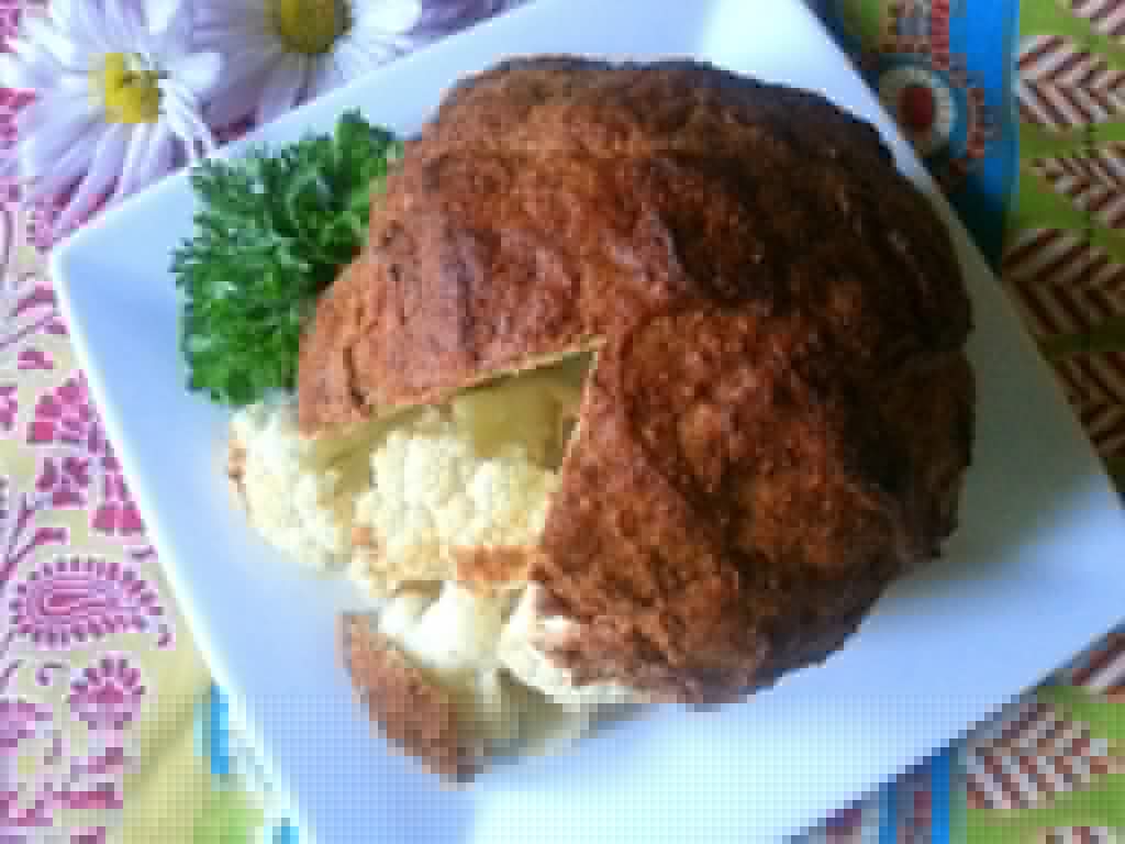 Roasted Cauliflower with spicy yogurt sauce great meatless Monday option #ABRecipes 