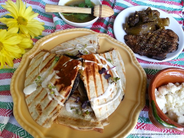 Grilled Portabella y Rajas Quesadilla #GoAutentico #QuesadillaCookOff #ad Grilled Portabella y Rajas Quesadilla #GoAutentico #QuesadillaCookOff #ad