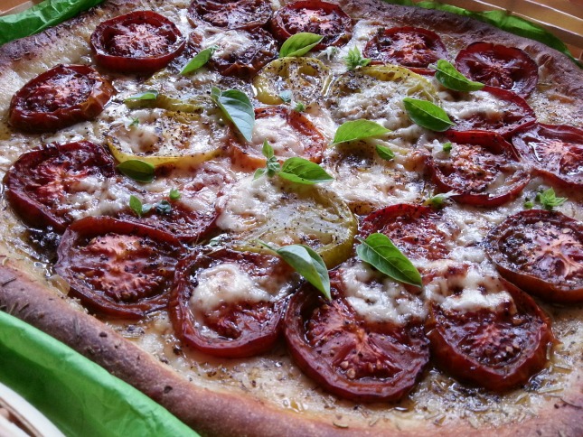 Kumato and Heirloom Tomato Pizza enjoy with a glass of your favorite wine #ABRecipes