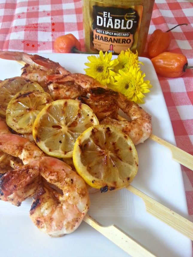 Tangy Grilled Tiger Shrimp Kebabs with El Diablo Habanero Mustard #ABRecipes