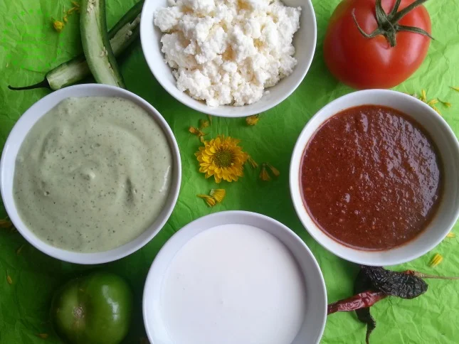 Sauces and garnishes for the Chicken Flautas Tricolor #GoAuténtico #ad #ABRecipes Sauces and garnishes for the Chicken Flautas Tricolor #ABRecipes