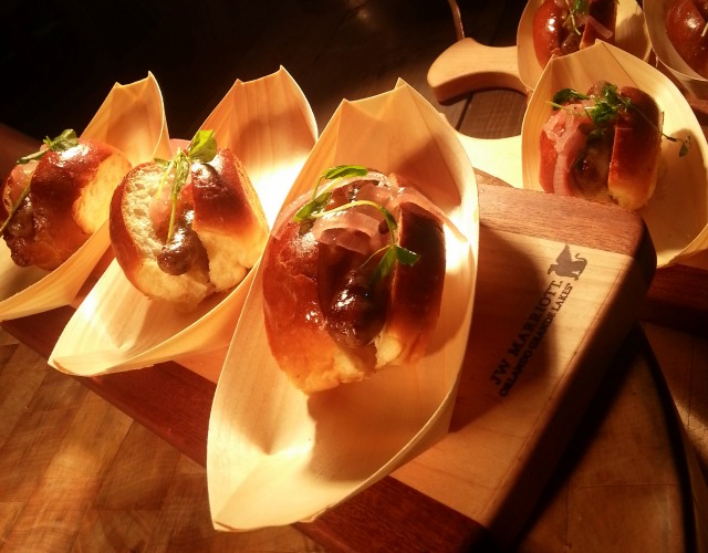 Duck hot dogs by Marriott World Center Chefs #OrlTaste