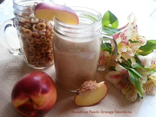 Cheerios Orange Peach smoothie for back to school #Back2SchoolBfast #PlatefullCoOp #paid Cheerios Orange Peach smoothie for back to school