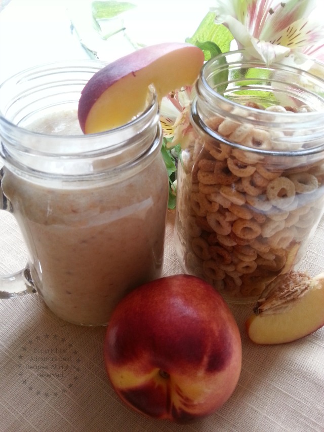 Cheerios Peach Orange Smoothie easy on the go breakfast