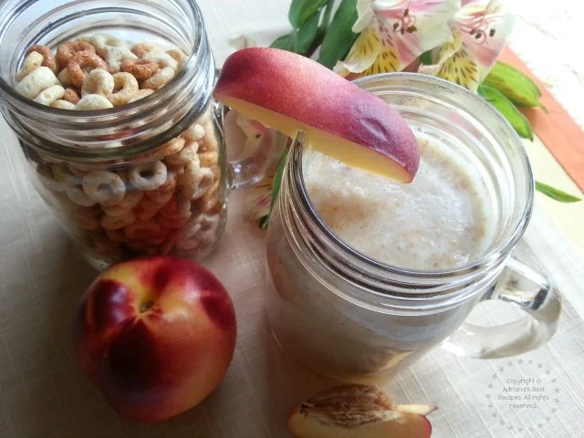 Cheerios Peach Orange Smoothie #Back2SchoolBfast #PlatefullCoOp #paid Cheerios Peach Orange Smoothie