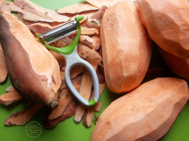 Peeling delicious sweet potatoes 