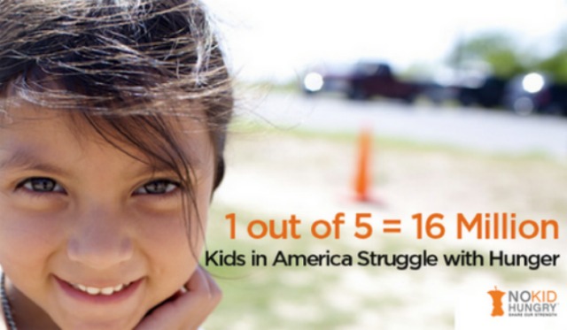 one of five children in America struggle with hunger #NoKidHungry