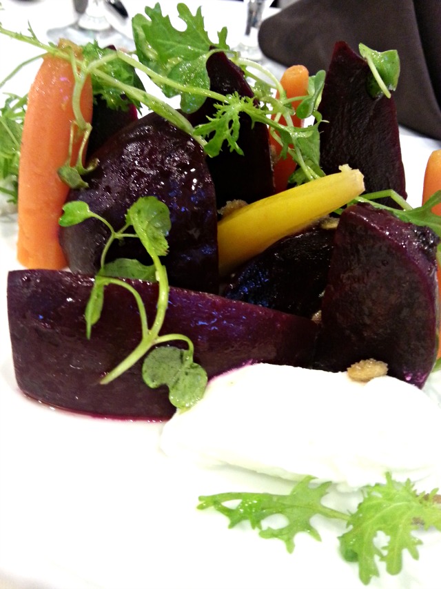 Beet carrot burrata salad