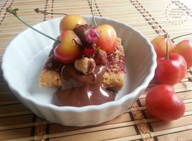 Fiber One Streusel Dessert Hack with Cherries and Chocolate Hazelnut Spread #FiberOne #PlatefullCoOp #ad