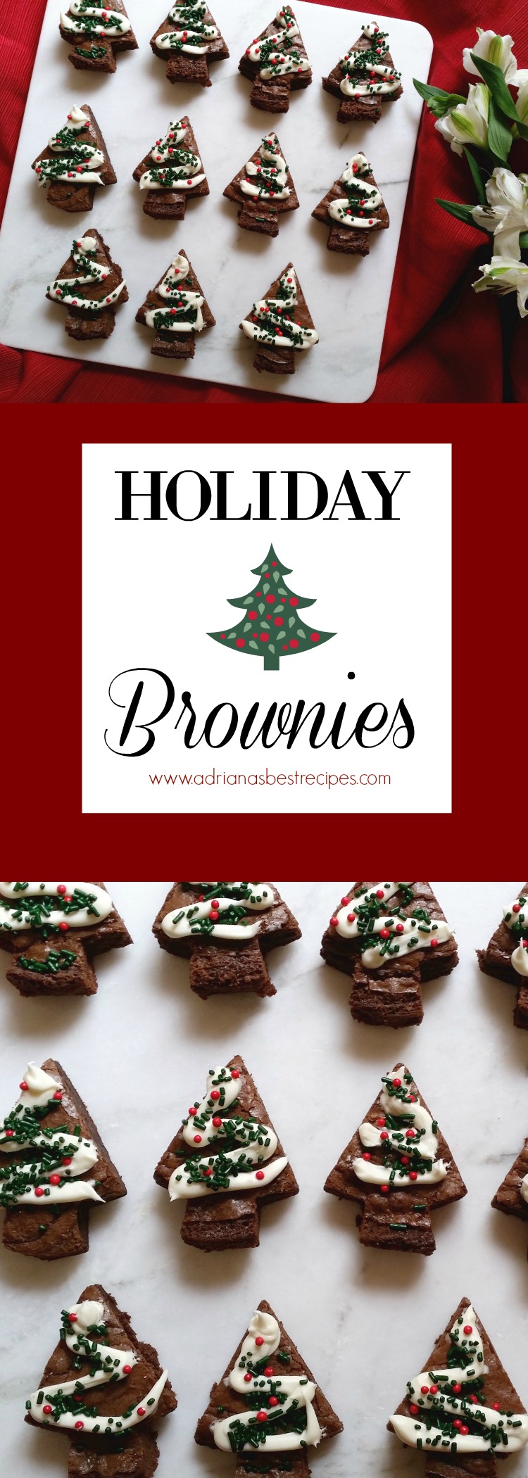 Receta para brownies navideños muy fácil y preparada con productos disponibles en el supermercado. Perfecta idea para las fiestas decembrinas