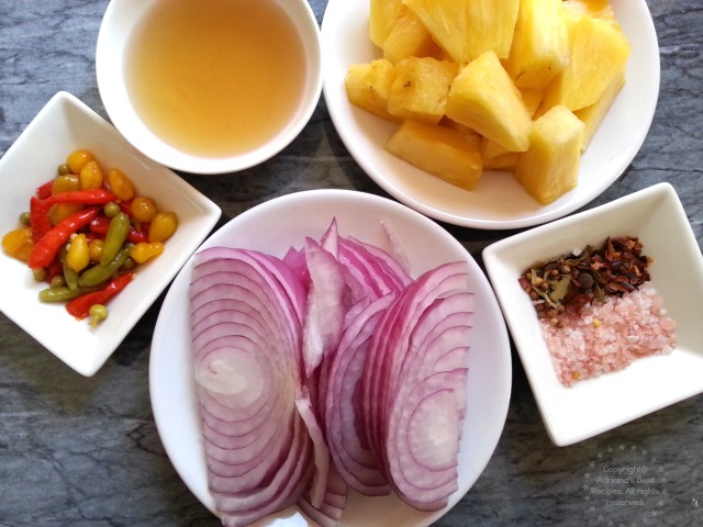 Ingredients for preparing the Spicy Pickled Pineapple on Sous Vide#ABRecipes #SousVideSupreme