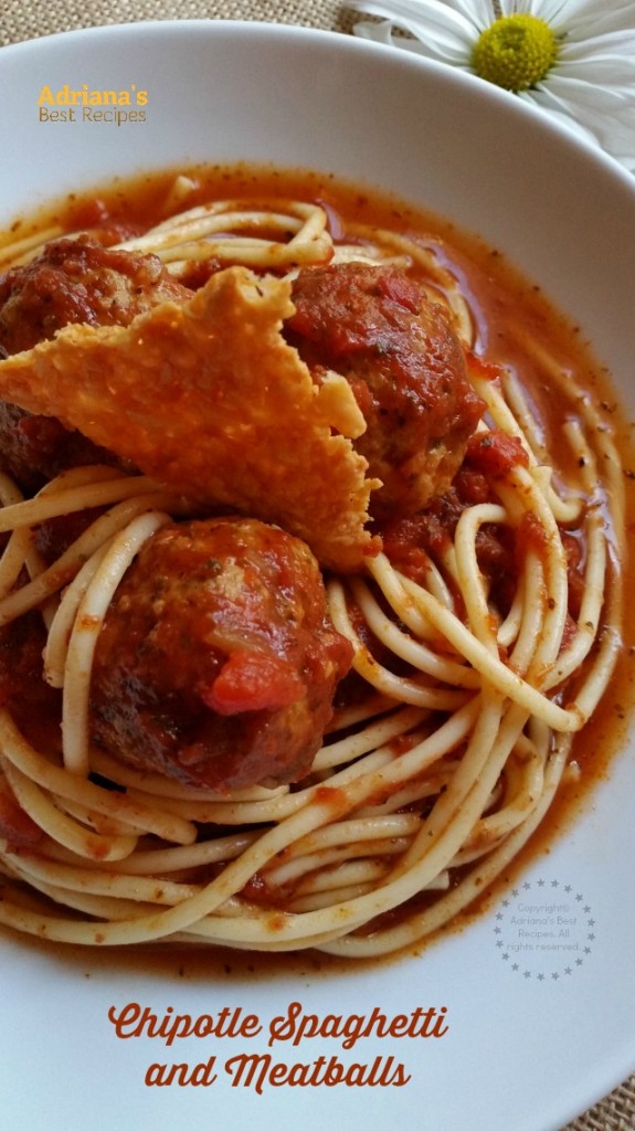 Chipotle Spaghetti and Meatballs recipe a finger licking dish #SeasonedGreetings #ad
