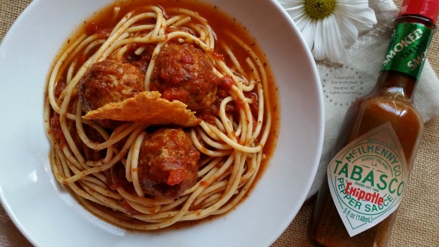 This Chipotle Spaghetti and Meatballs recipe is ready in 30 minutes #SeasonedGreetings #ad