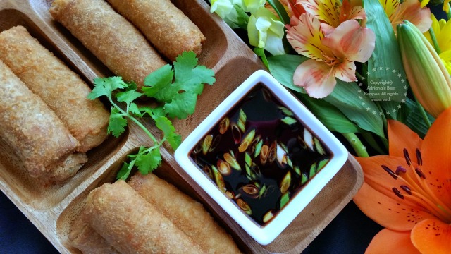 Chicken Egg Rolls with Ponzu, Lime and Green Onion Dipping Sauce  #NewYearFortune #ad