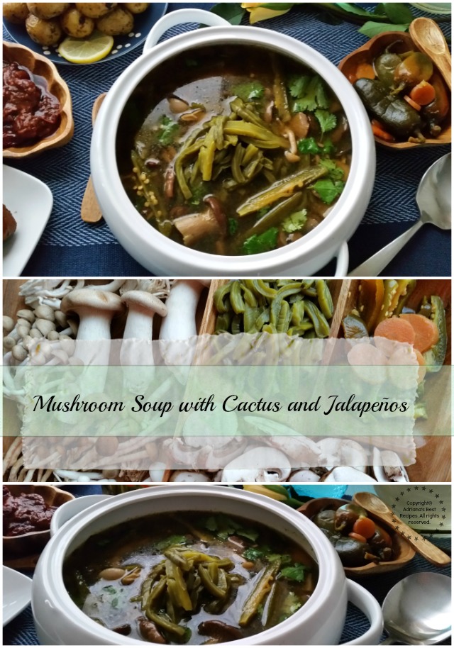 Mushroom Soup with Cactus and Jalapeños