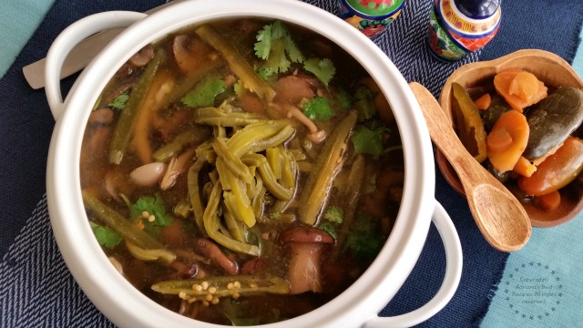 Mushroom Soup with Cactus and Jalapeños from La Morena