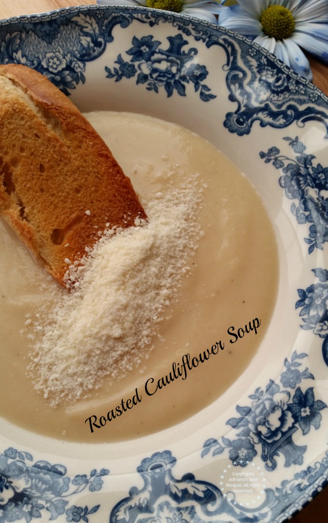 Roasted Cauliflower Soup perfect vegetarian option for meatless Friday #LentenRecipes #ABRecipes