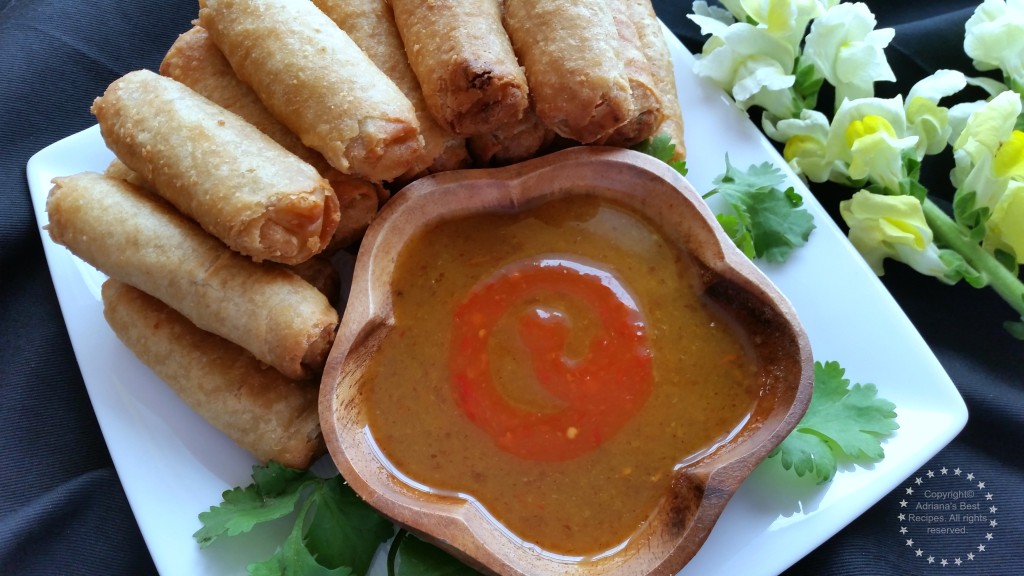 Spring Rolls with Orange Habanero Mustard Dipping Sauce  #NewYearFortune #ad