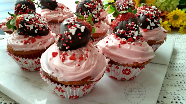 Strawberry chocolate cupcakes made with fresh from Florida strawberries