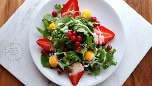 Valentines Day is this week why not making a lovely arugula salad with seasonal fruits #ABRecipes Valentines Day is this week why not making a lovely arugula salad with seasonal fruits #ABRecipes