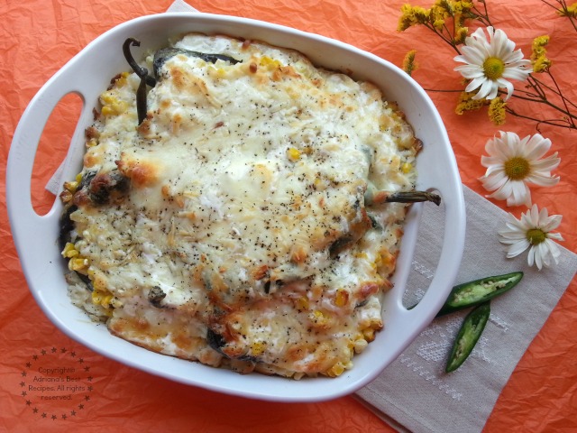 This Poblano Rice Casserole is creamy and with very mild flavor #LentenRecipes #ABRecipes