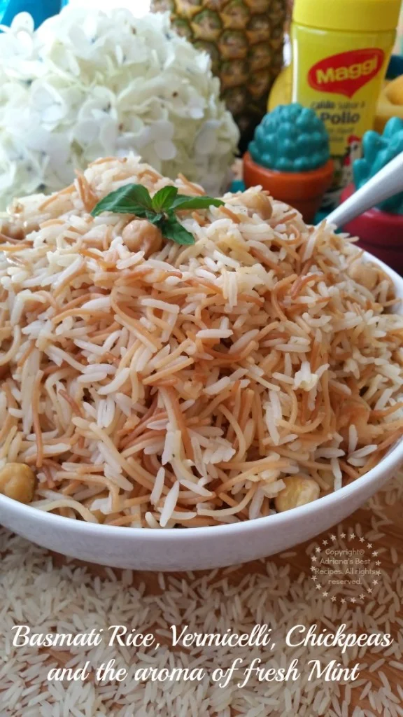 Basmati Rice Vermicelli Chickpeas and Fresh Mint #FlavorYourSummer #ad Basmati Rice Vermicelli Chickpeas and Fresh Mint #FlavorYourSummer #ad