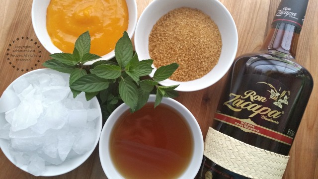 Ingredientes para el Julepe de Menta con Mango y Ron