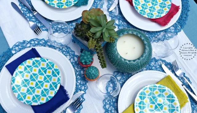 Tablescape for a Summer Grilling Party Outdoors #FlavorYourSummer #ad Tablescape for a Summer Grilling Party Outdoors #FlavorYourSummer #ad