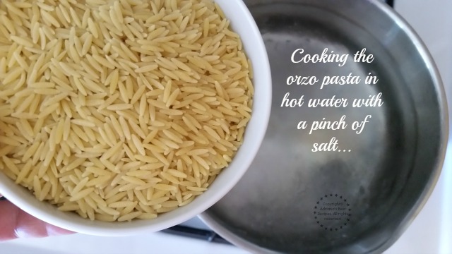 Cooking the orzo in hot water and a pinch of salt #ABRecipes