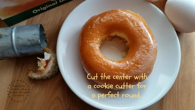 Cut the center of the doughnut for a perfect round Cut the center of the doughnut for a perfect round