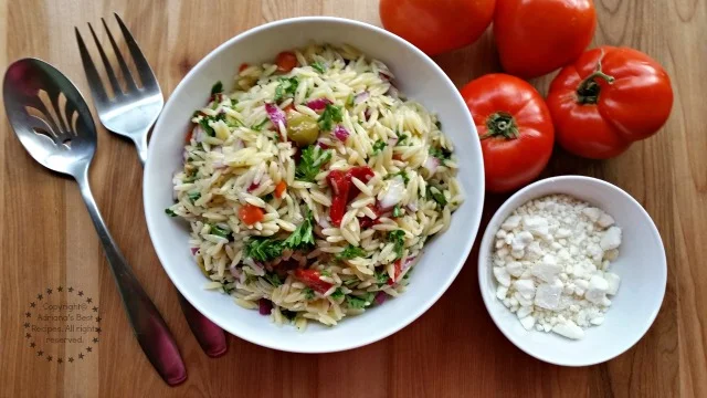 Fresh Greek Style Orzo Salad #ABRecipes Fresh Greek Style Orzo Salad #ABRecipes