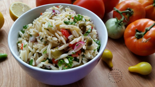 Greek Style Orzo Salad Recipe #ABRecipes Greek Style Orzo Salad Recipe #ABRecipes
