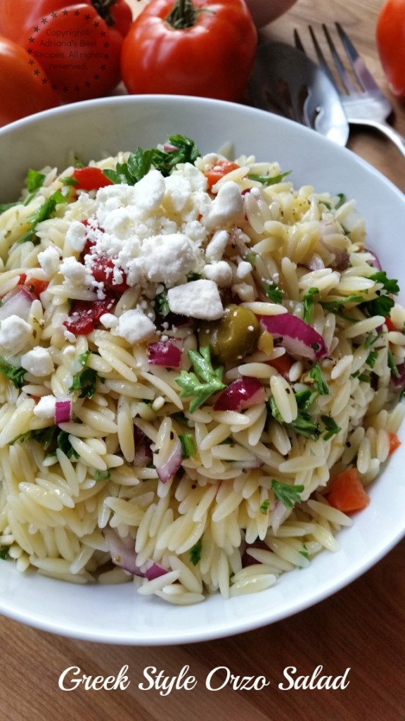 I invite you to try this easy recipe for Greek Style Orzo Salad  #ABRecipes