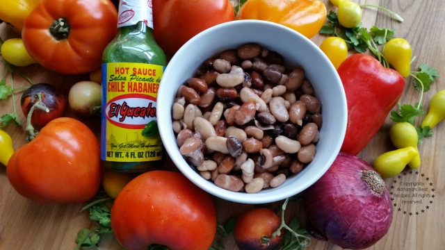 Ingredients for making the green habanero bean salsa #KingOfFlavor #ad 