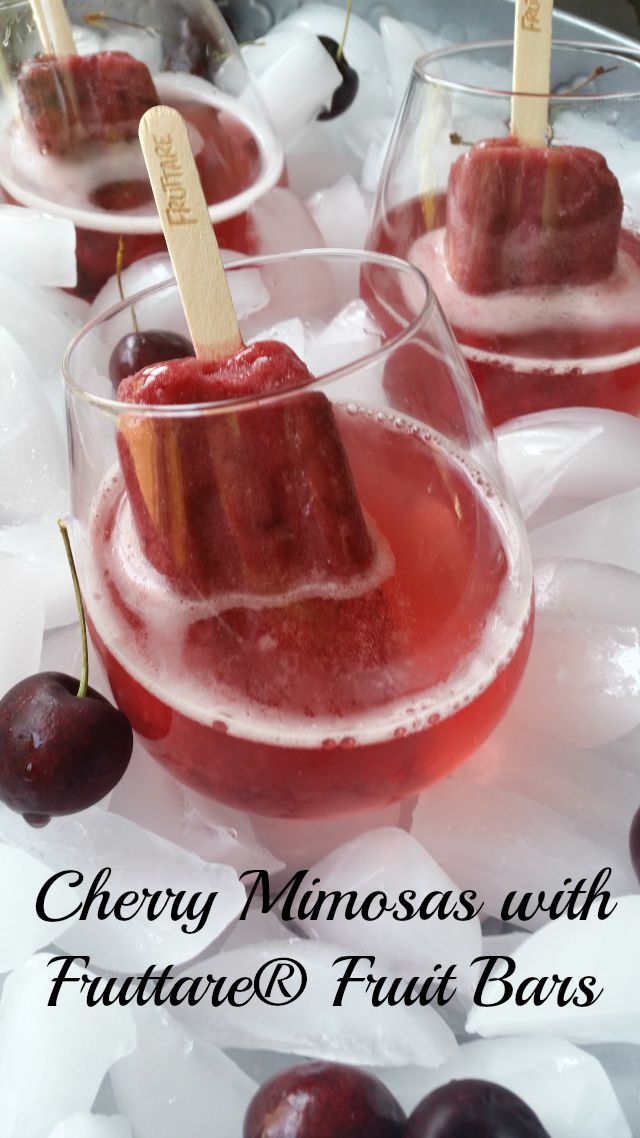 Cherry Mimosas using frozen fruit bars cool idea for parties #FruttareLife #ad
