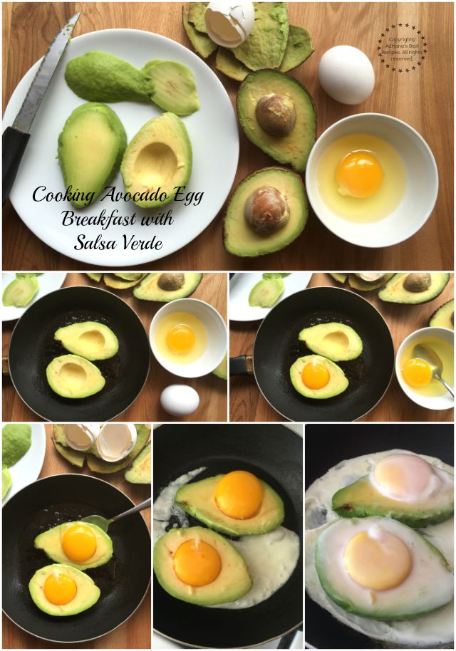 Cooking Avocado Egg Breakfast with Salsa Verde #SaboreaUnoHoy #ad 