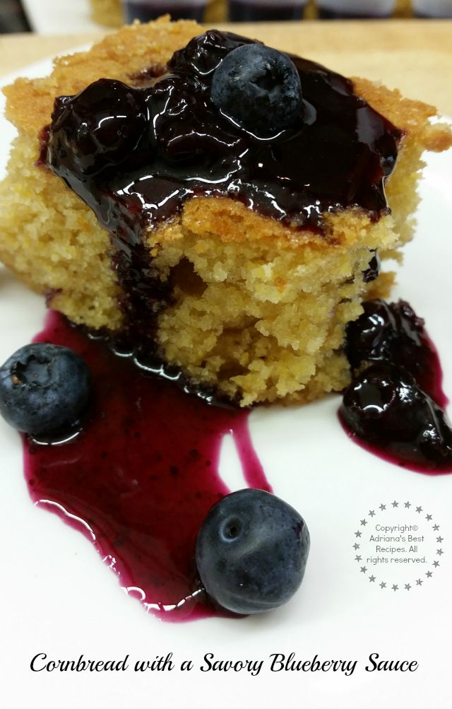 Cornbread with a savory blueberry sauce prepared by Adriana Martin  #LittleChanges
