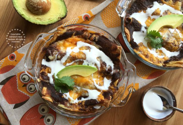 Bean enchiladas are a perfect dish for game day #NaturallyCheesy #ad