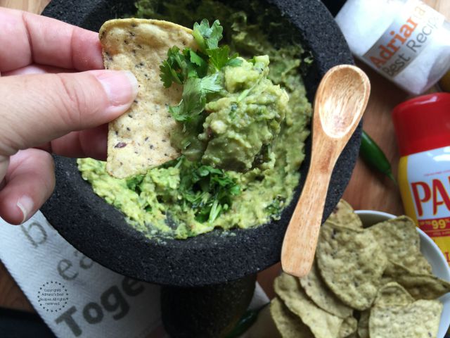 Everyone expects to have a bite of this chunky and flavorful grilled guacamole #PAMCookingSpray #ad 